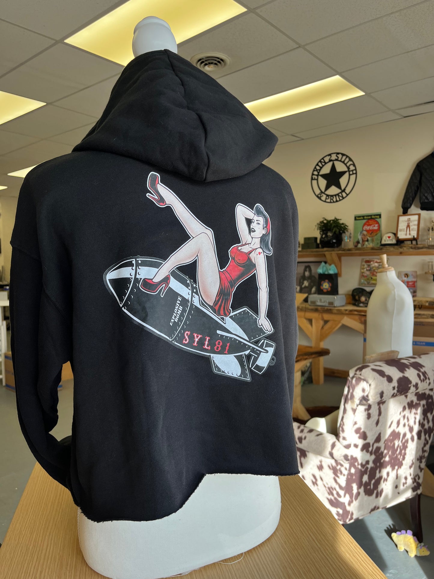 Bomb Girl Ladies Crop Hoodie