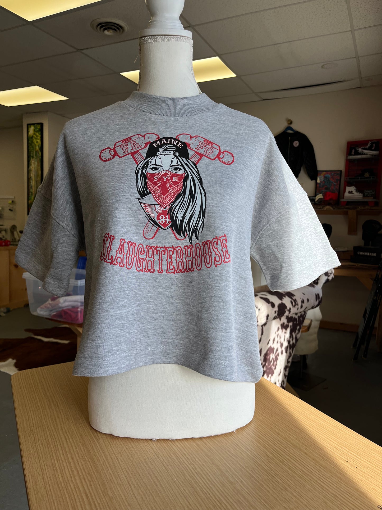 Ladies Bandana Girl Crop Crew Sweatshirt
