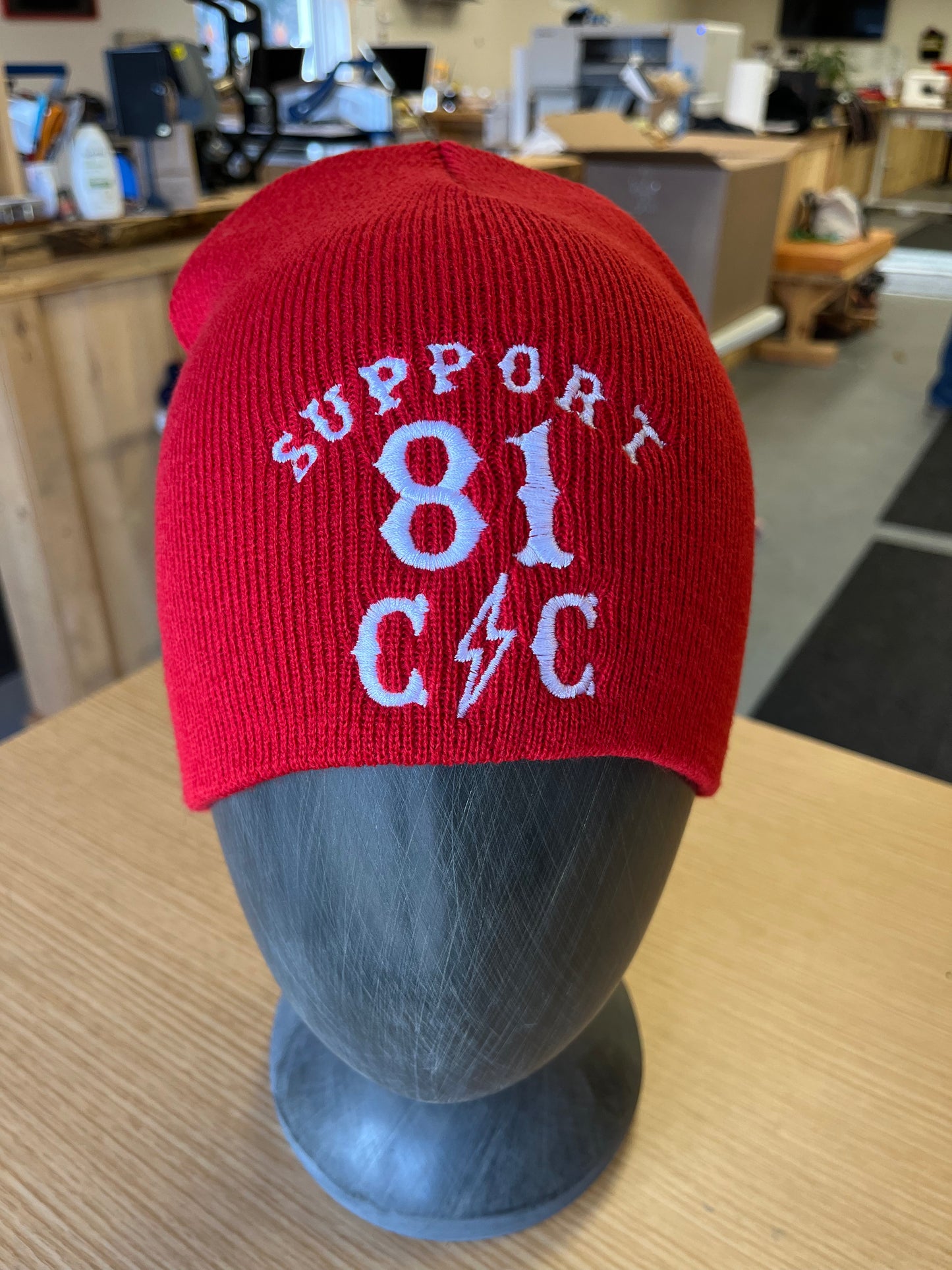 Support 81 CSC Red Embroidered Beanie