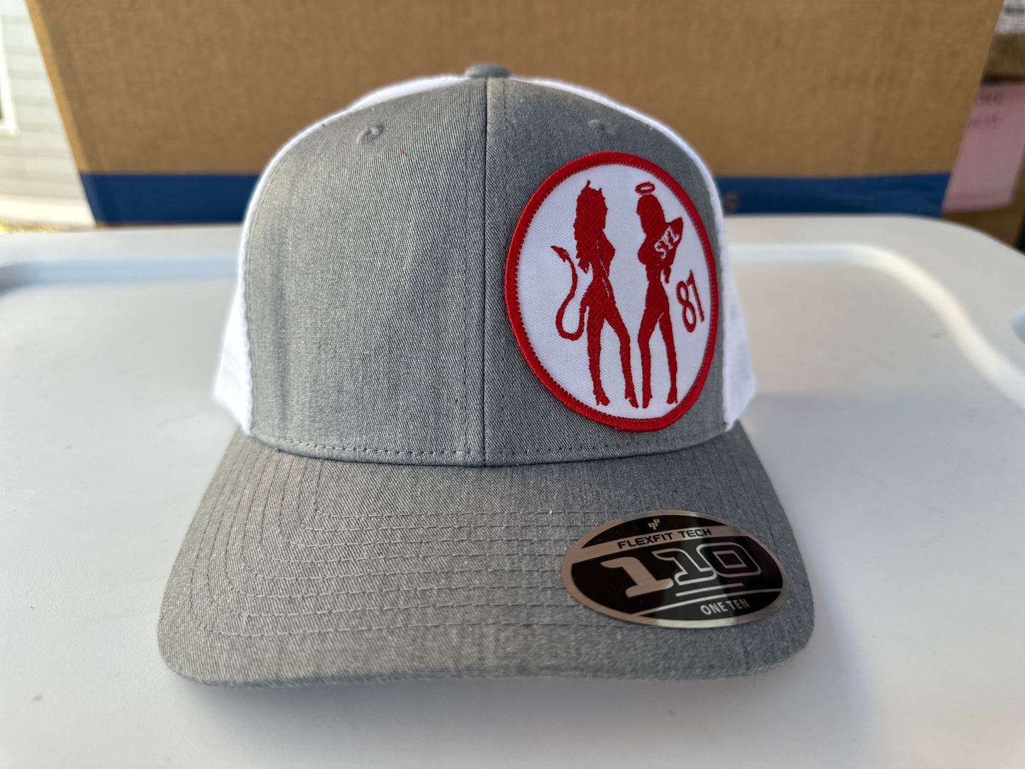 SYL 81 Devil/Angel Patch Snapback Hat Gray & White