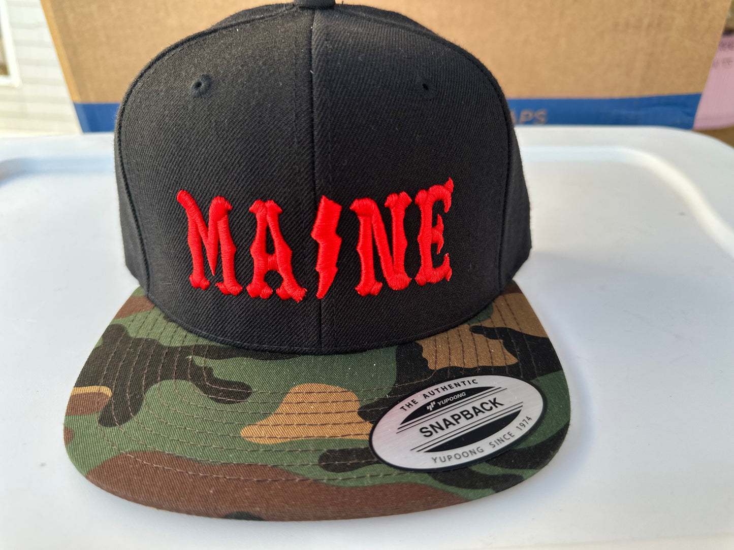 3D Maine Lightning Bolt Snapback Black/Camo