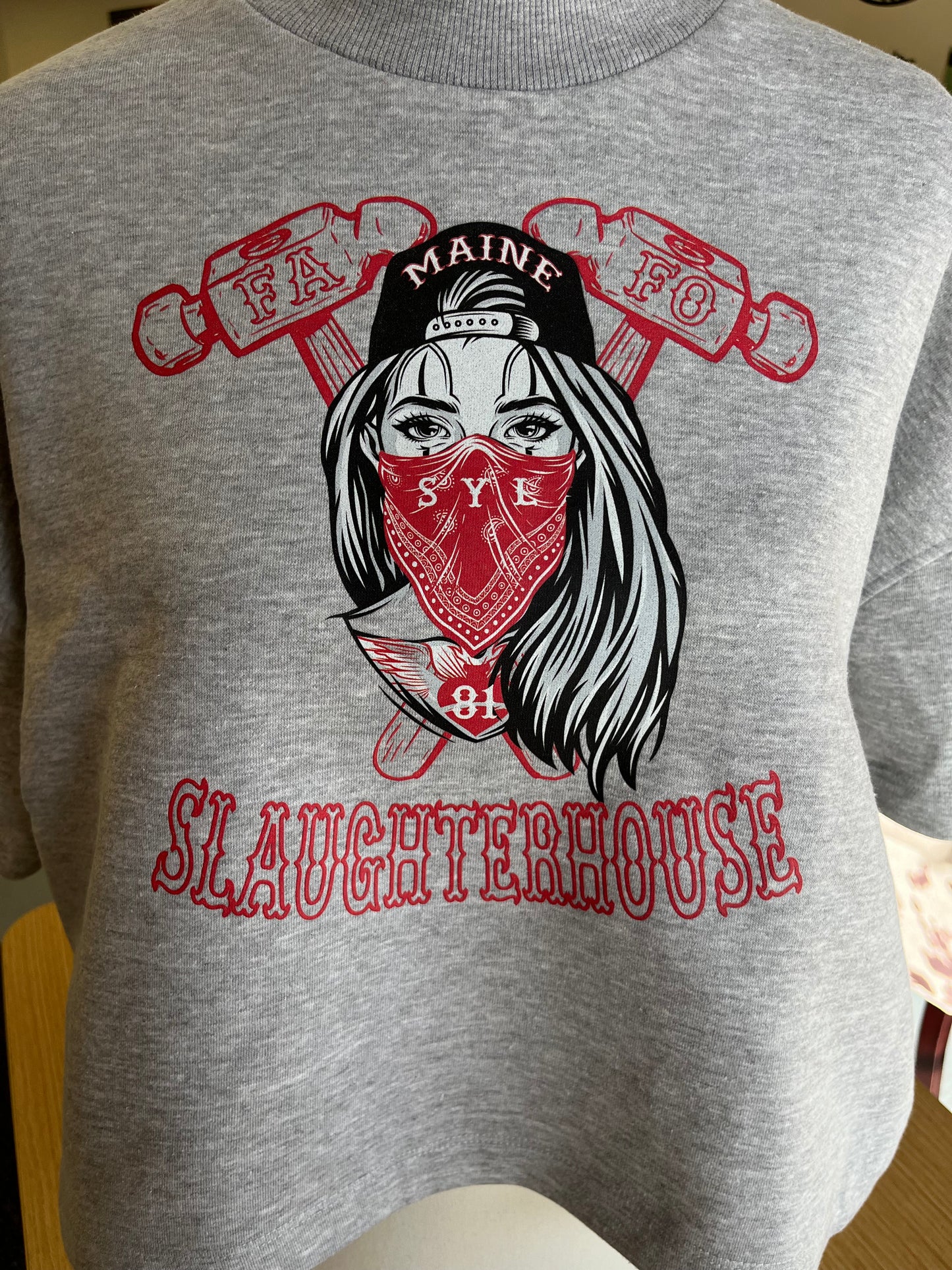 Ladies Bandana Girl Crop Crew Sweatshirt