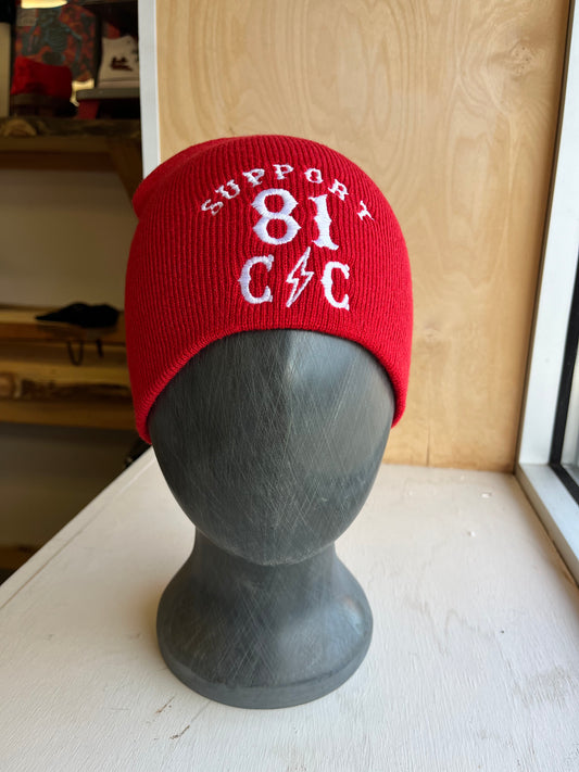Support 81 CSC Red Embroidered Beanie